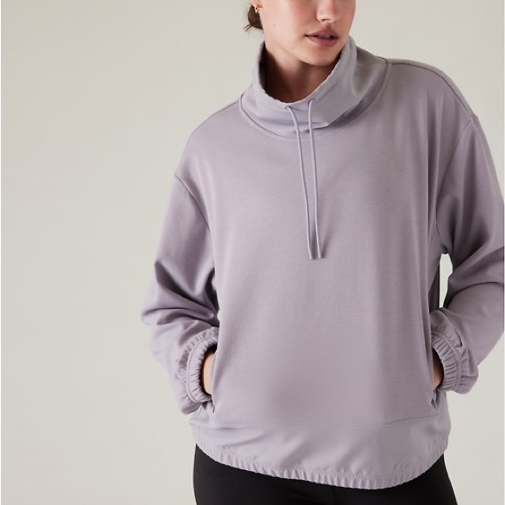 Athleta Triumph Hybrid Funnel Neck Lavender Pullover Sweatshirt